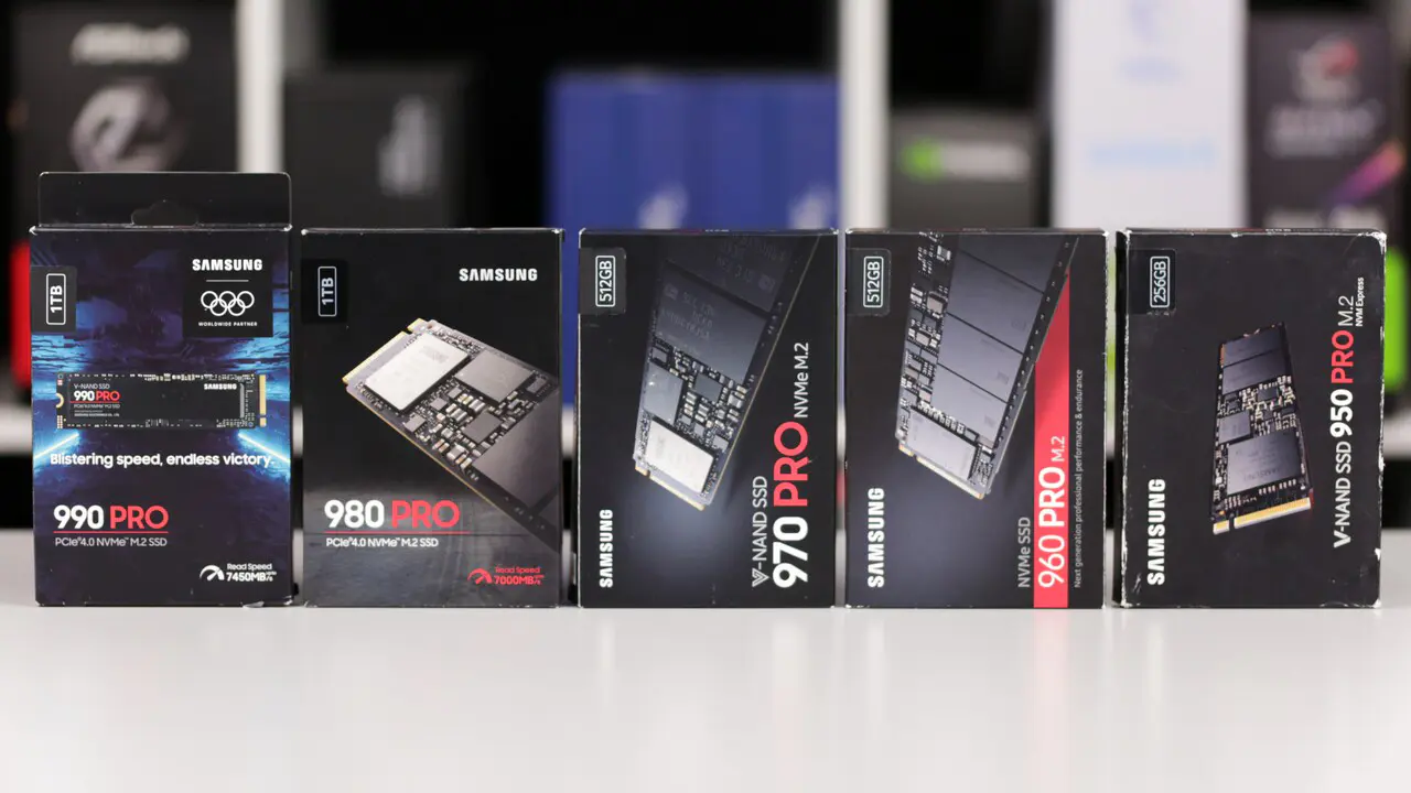 SSD NVMe de Samsung dans le test : 990 Pro, 980 Pro, 970 Pro, 960 Pro et 950 Pro en comparaison