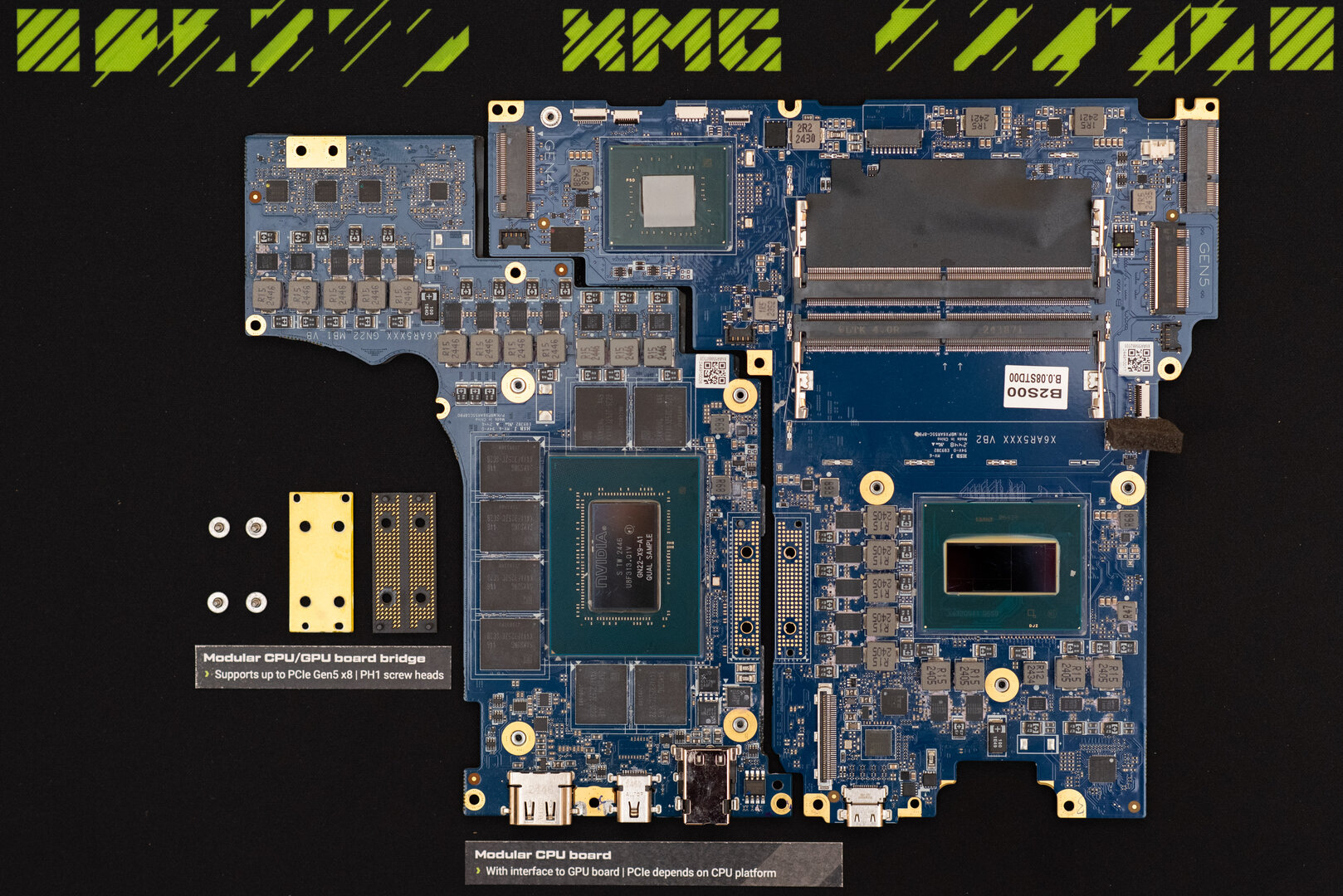 Uma olhada na placa modular do novo XMG NEO 16 (E25) com GPU para laptop GeForce RTX 5090 com 24 GB GDDR7