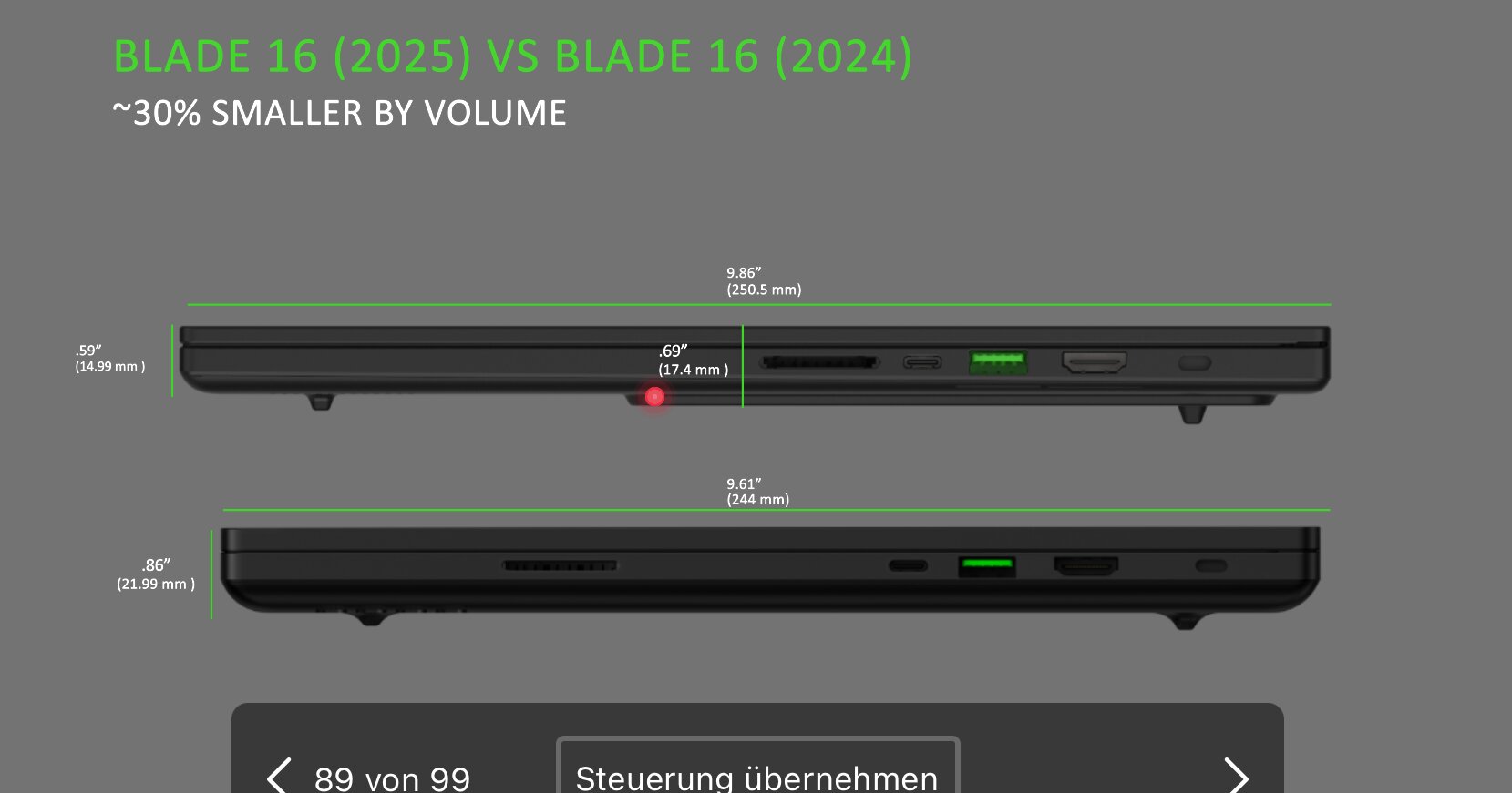 Nya Razer Blade 16 (2025) är betydligt tunnare än sin föregångare