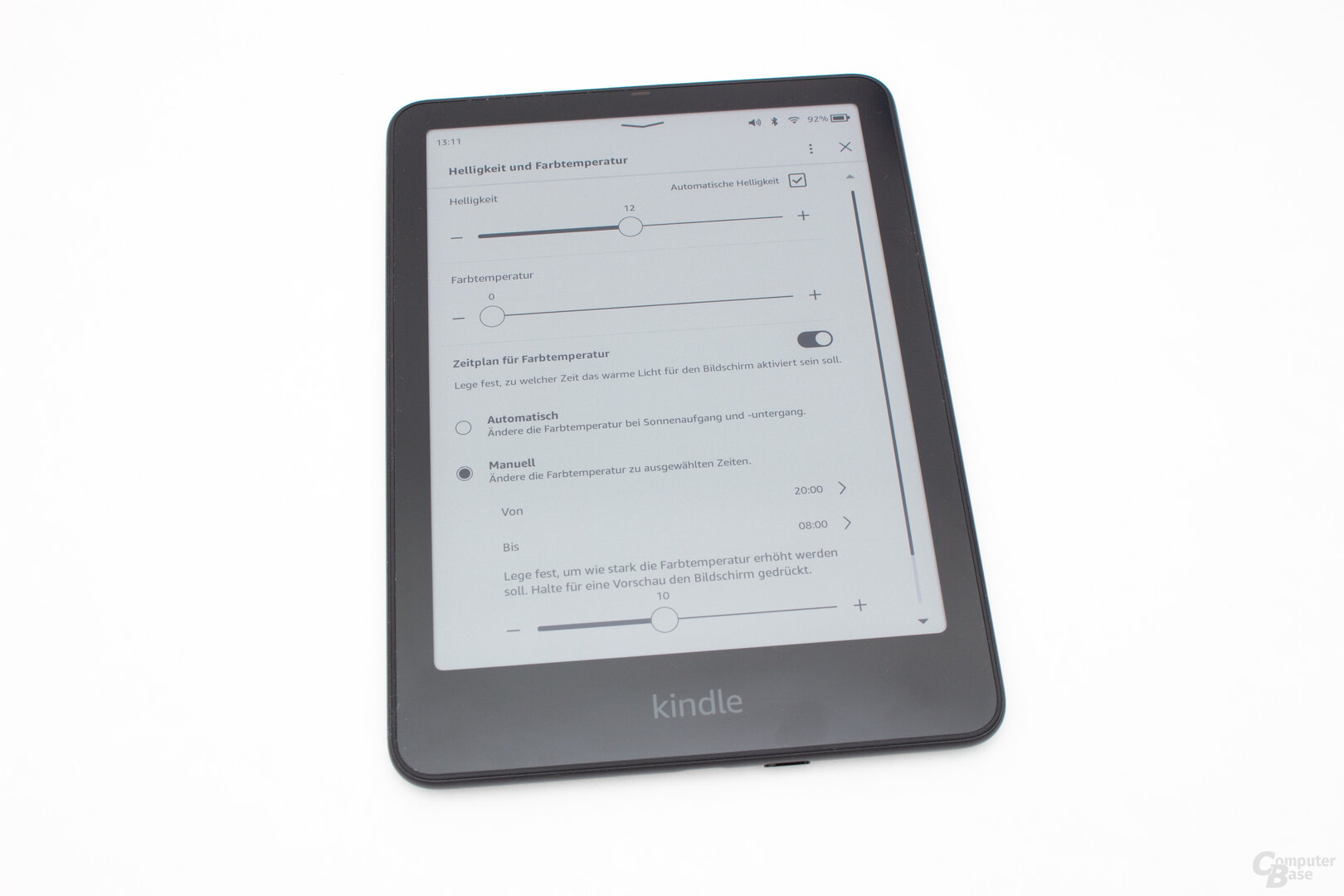 La iluminación también se puede ajustar automáticamente en Colorsoft Kindle, pero con un éxito limitado