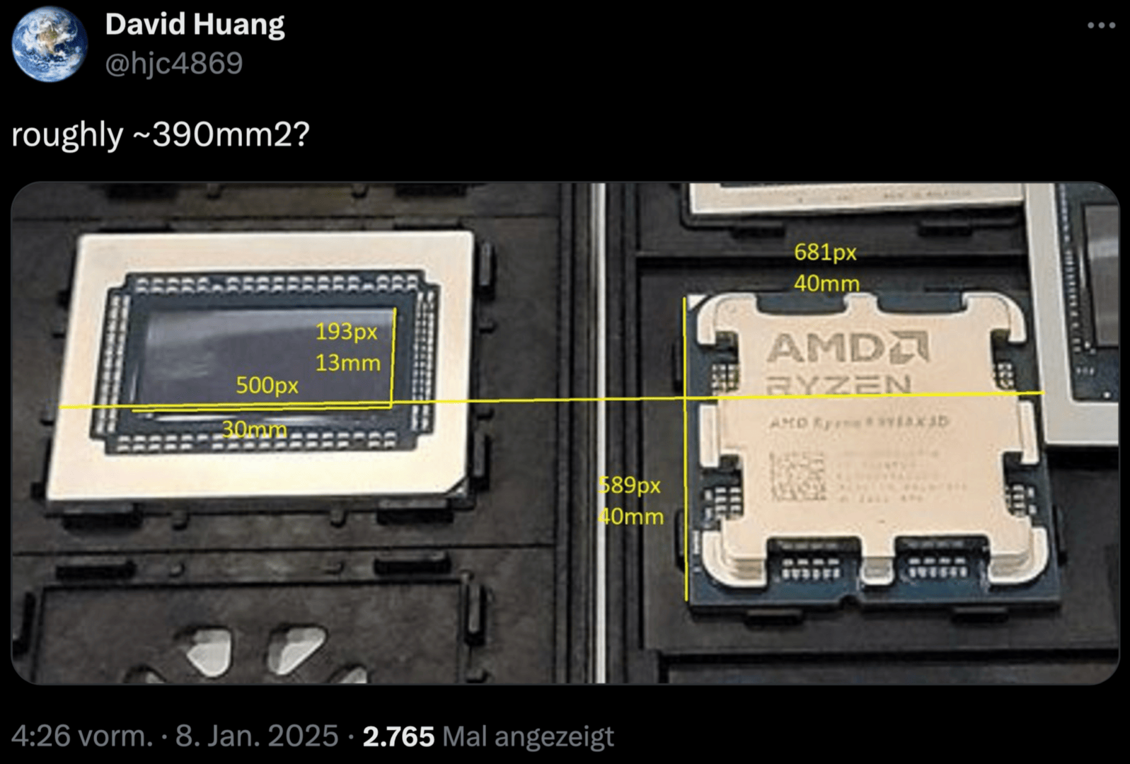 Extrapolation à la taille du GPU Navi 48