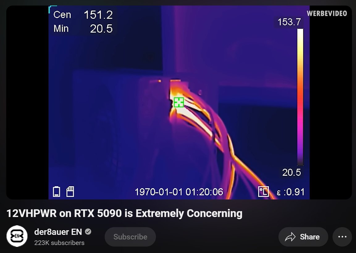 More than 150°C is measured on the power supply connector