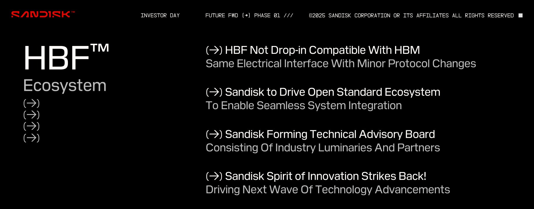 Sandisk High Bandwidth Flash (HBF)