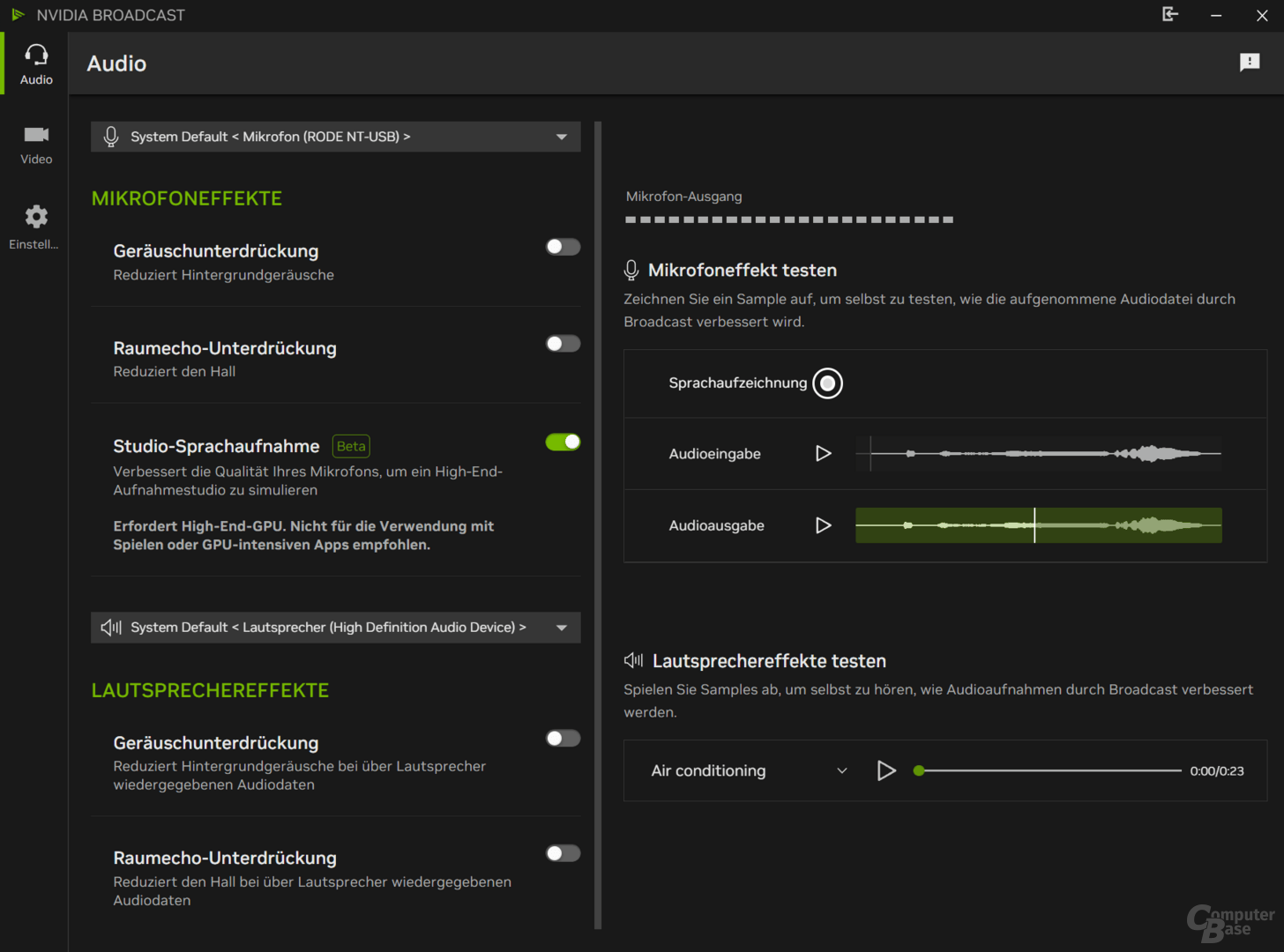 Nvidia Broadcast 2.0 with studio language