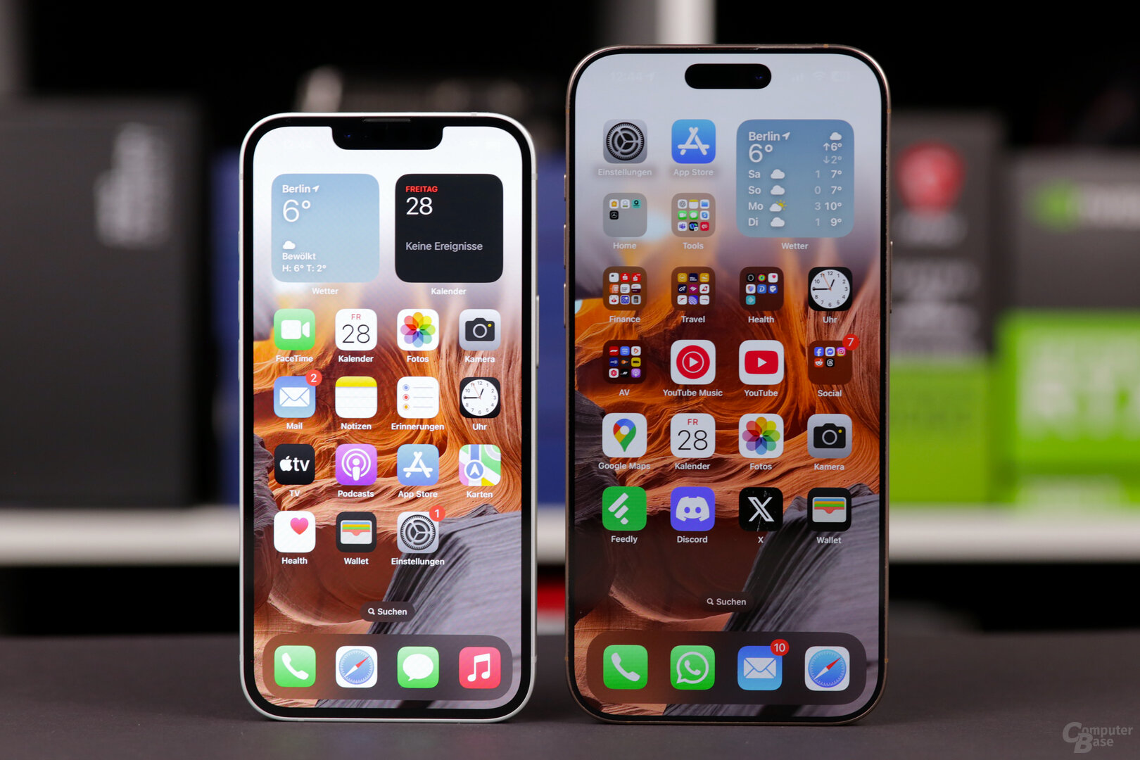 iPhone 16e con 6,1 pulgadas versus iPhone 16 Pro Max con 6,9 pulgadas