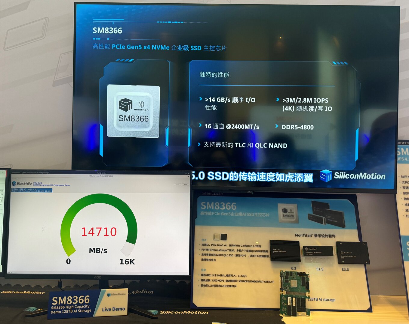 SMI MONTITAN: Reference Design Kit with PCIe 5.0 and up to 128 TB QLC (Image: Silicon Motion)