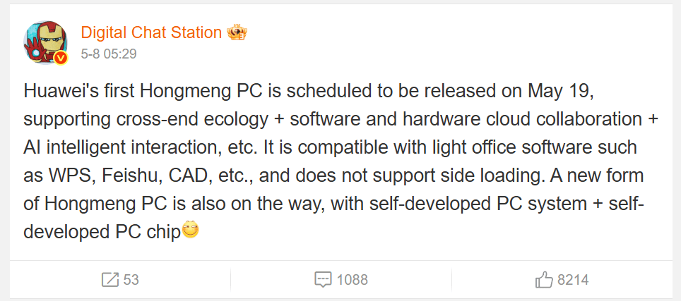 Huaweis PC avec sa propre puce le 19 mai?
