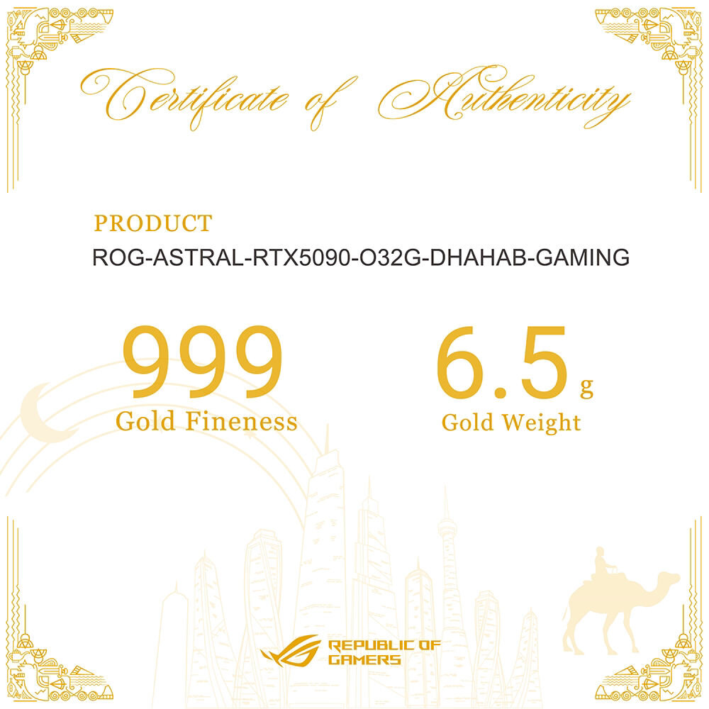Certificat pour 6,5 grammes d'or fin
